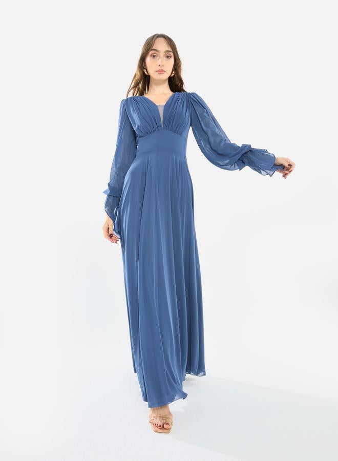 House of Moda Women Pleated Chiffon Maxi Dress - Image 1